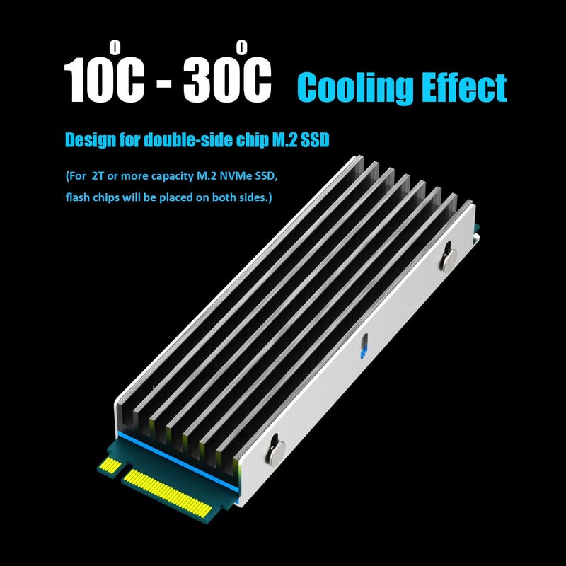 GLOTRENDS M.2 Heatsink with M.2 Screws and Thermal Pads for Single/Dual Sided Chip M.2 SSD, PC/PS5/PS5 Slim Installation(2 Packs) - Image 2